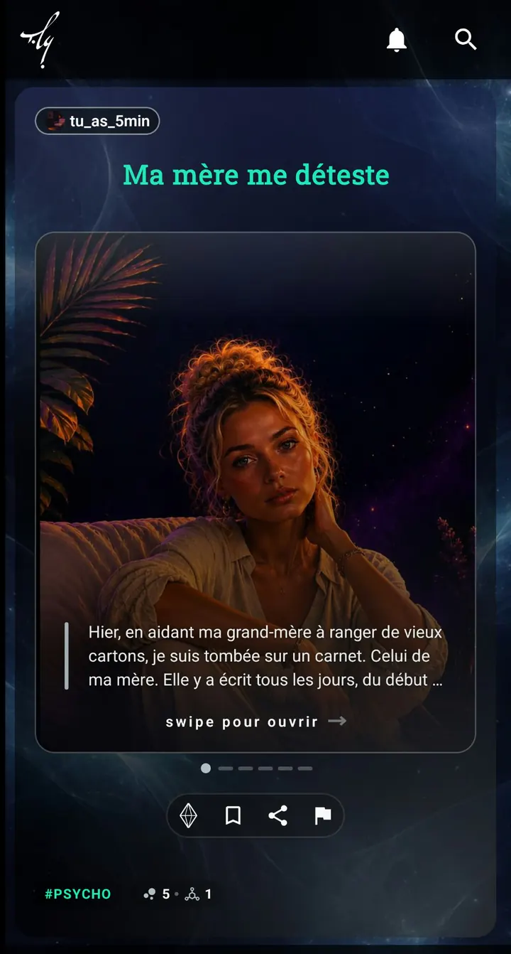 La même carte en Psycho&nbsp;: titre vert d'eau, sept segments annoncés.